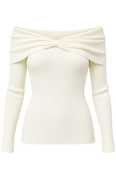 Faye Cream Knot Detail Bardot Jumper
