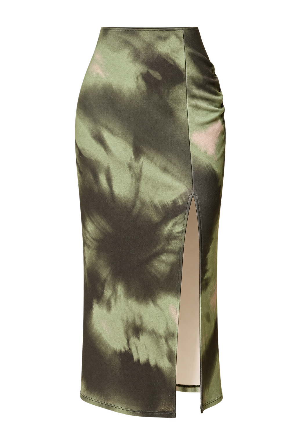 Inès Khaki Print Midaxi Skirt