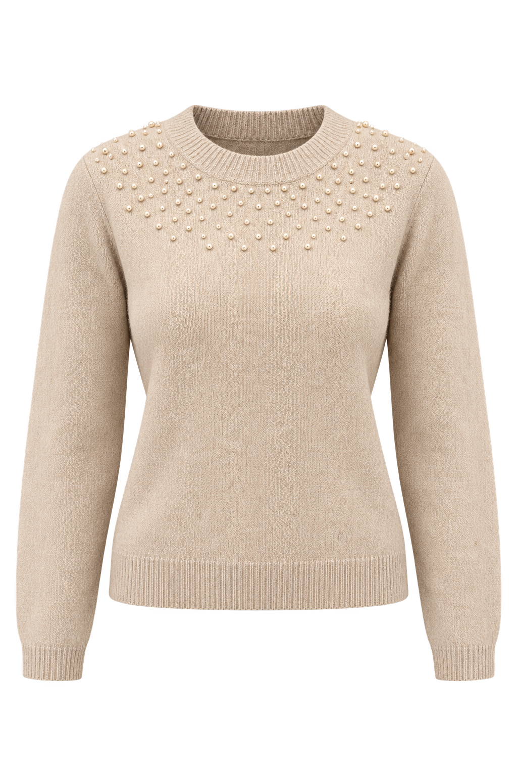 Dahlia Taupe Embellished Knitted Jumper