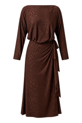 Lysandra Chocolate Animal Texture Gem Wrap Midaxi Dress