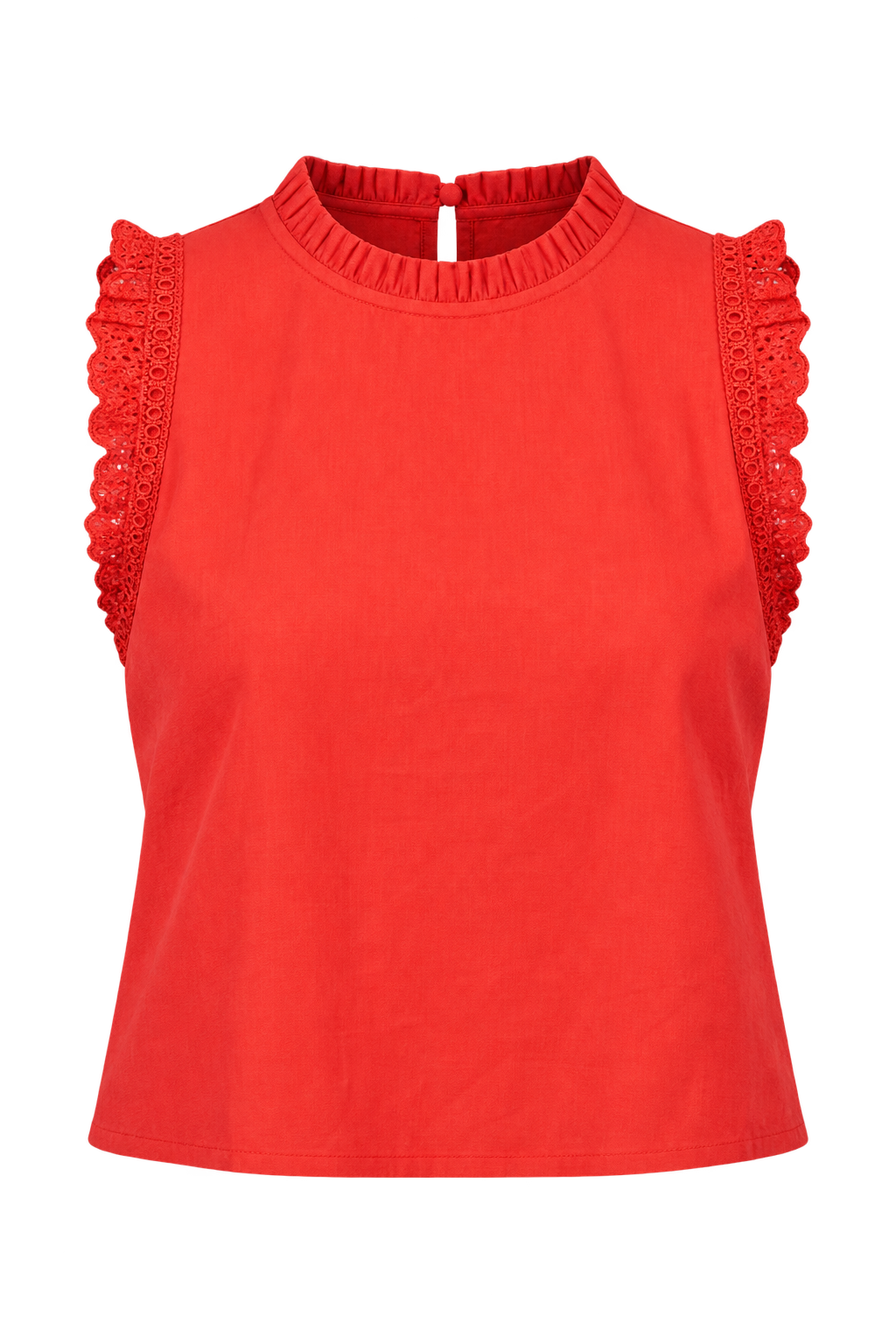 Diana Red Lace Trim Crop Top