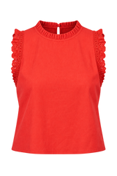 Diana Red Lace Trim Crop Top