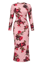 Marlene Multi Floral Print Gathered Midaxi Dress