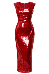 Rhea Red Sequin Midaxi Dress