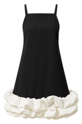 Rosalie Black and Cream Contrast Hem Mini Dress