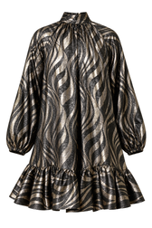Sabine Black and Gold Foil Print Mini Dress
