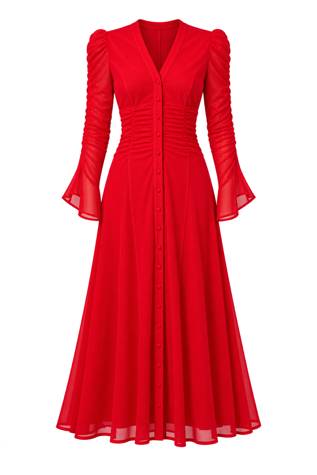 Saphira Red Mesh Shirt Midaxi Dress
