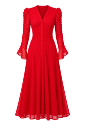 Saphira Red Mesh Shirt Midaxi Dress
