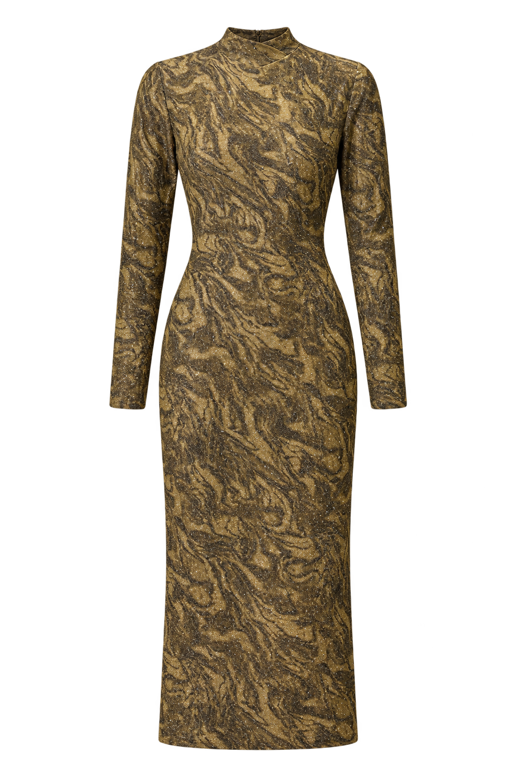 Seraphine Gold Print Lurex Midaxi Dress