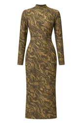 Seraphine Gold Print Lurex Midaxi Dress