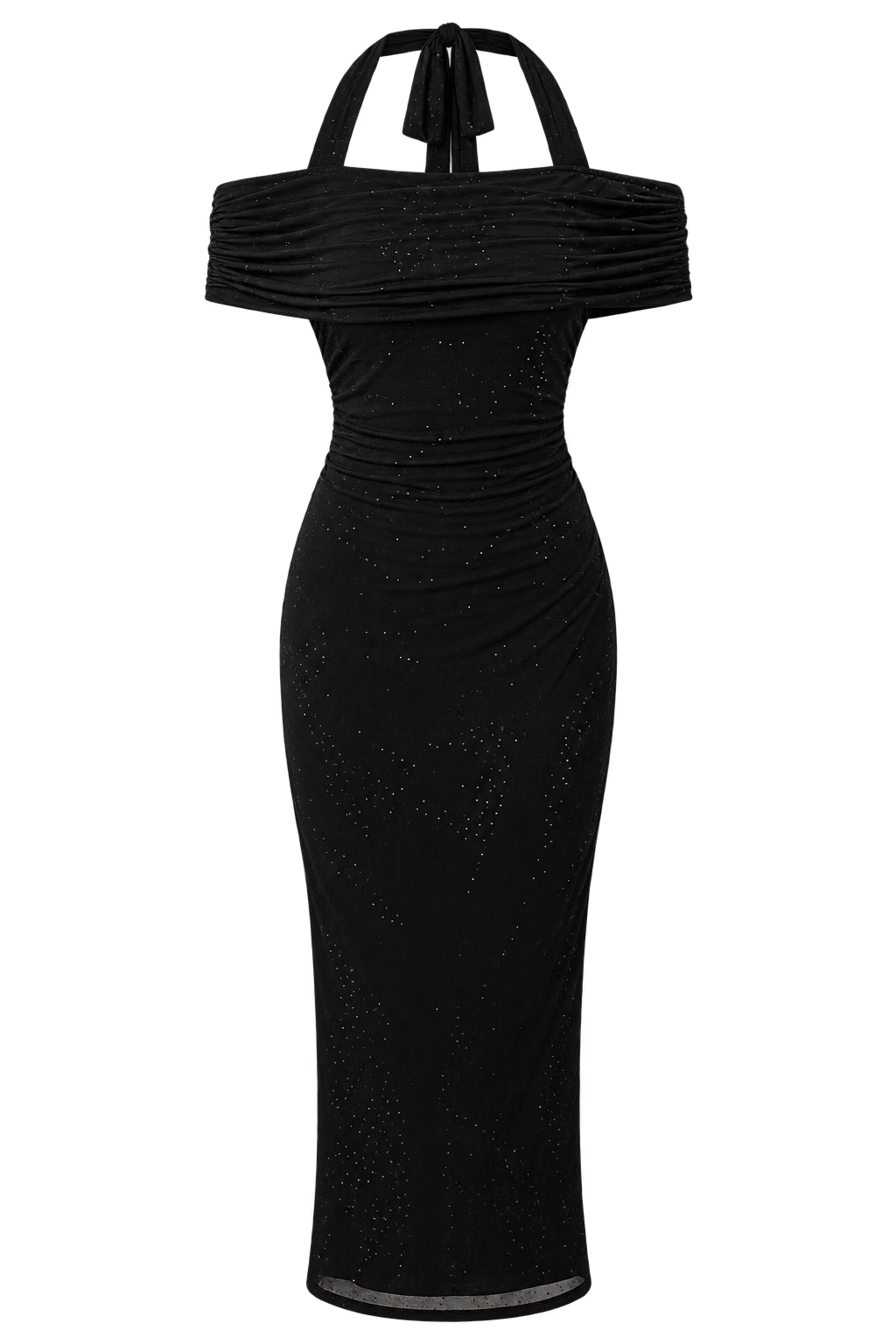 Siena Black Mesh Gem Detail Bardot Midaxi Dress