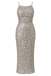 Soleil Silver and Gold Sequin Midaxi Dress