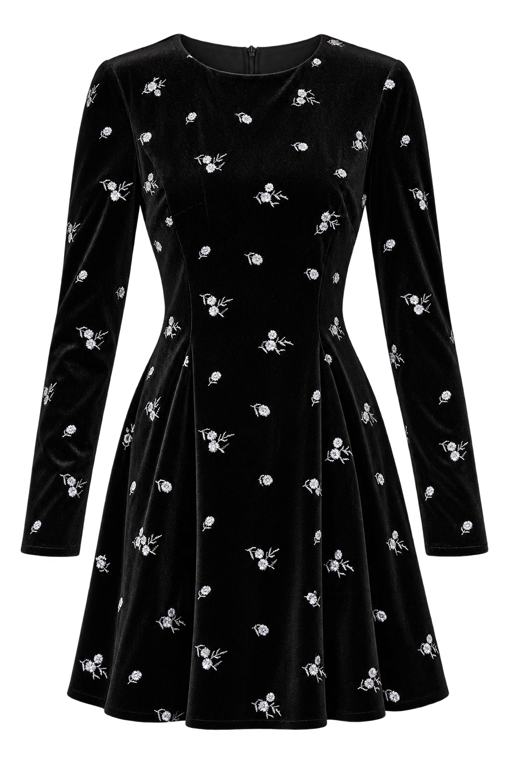 Sondra Black Velvet Embroidered Mini Dress