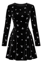 Sondra Black Velvet Embroidered Mini Dress