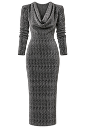 Sylvie Black and Silver Cowl Neck Midaxi Dress