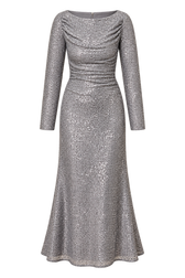 Tahlia Grey Gathered Sequin Midaxi Dress