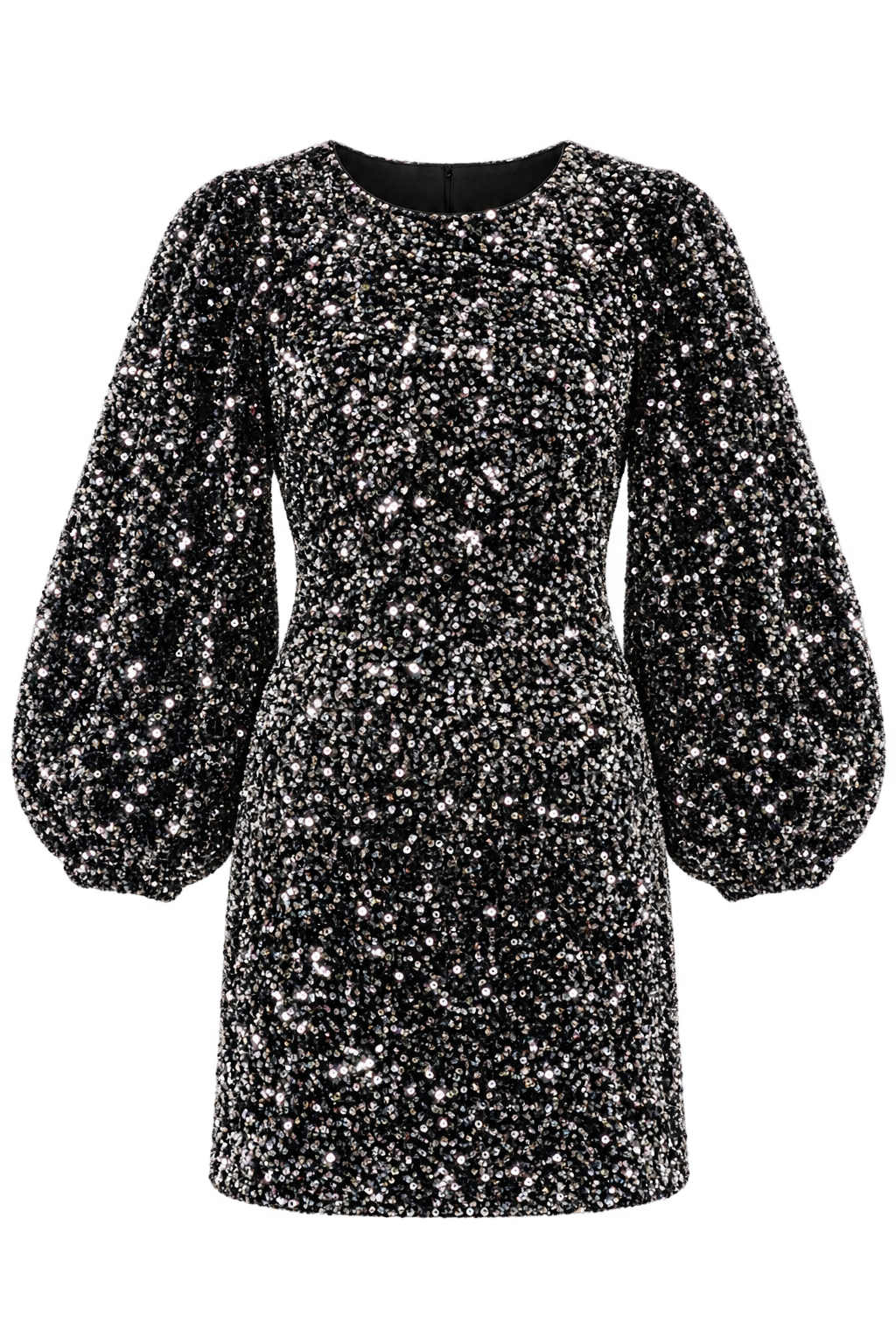 Tatienne Black Velvet and Silver Sequin Mini Dress