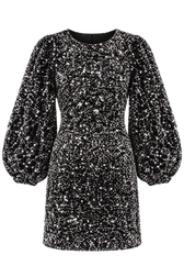 Tatienne Black Velvet and Silver Sequin Mini Dress