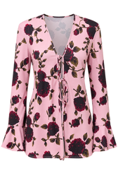 Naelle Multi Floral Print Tie Detail Top