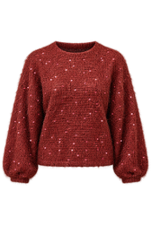 Mireille Cherry Sequin Eyelash Jumper