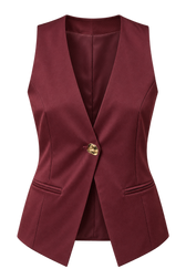 Odette Cherry Accent Button Waistcoat