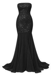 Harlow Black Mesh Train Embellished Maxi Dress