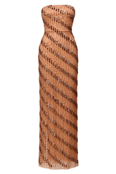Margaux Gold Bandeau Embellished Maxi Dress