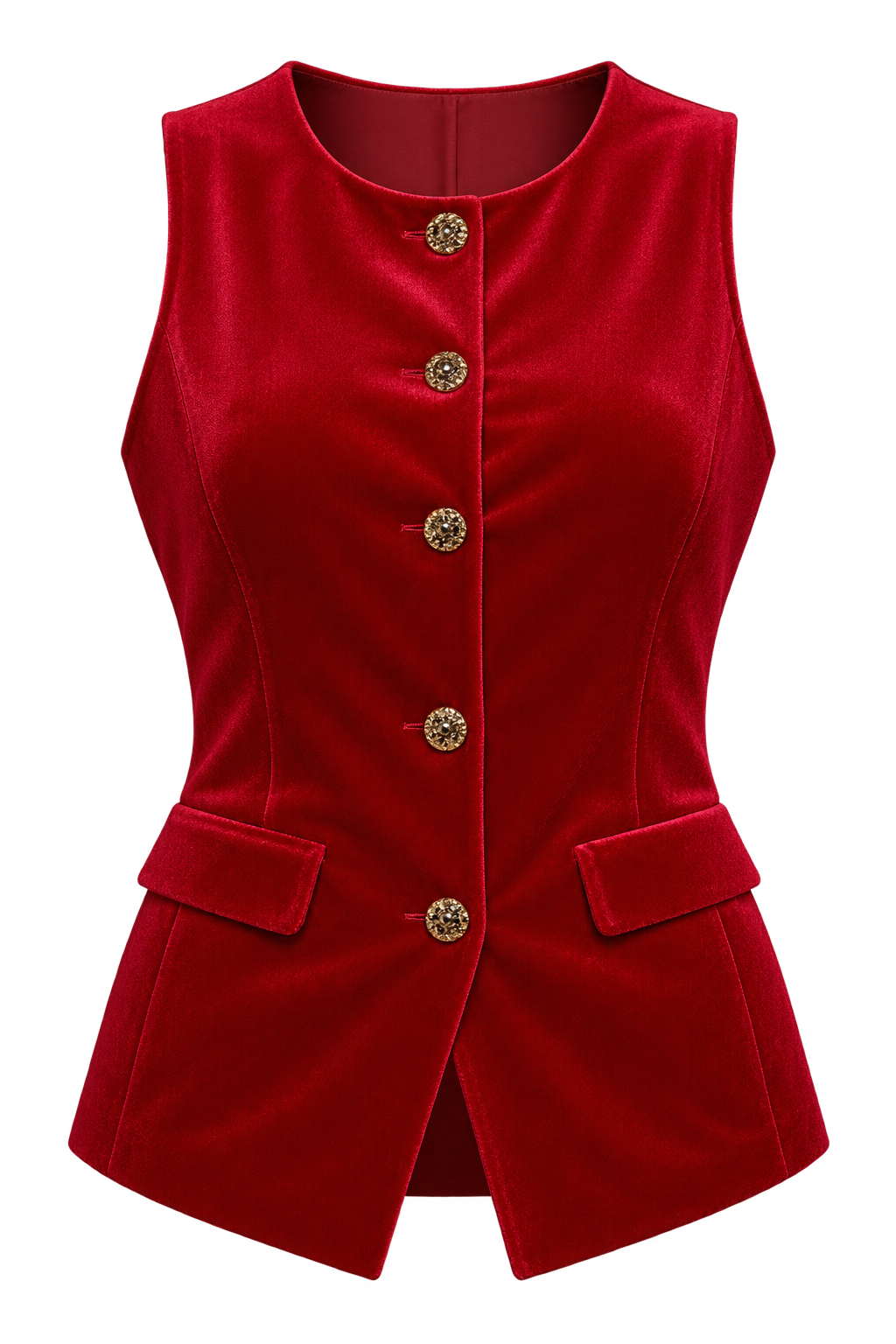 Emilia Ruby Red Sleeveless Waistcoat by Vicky Pattison