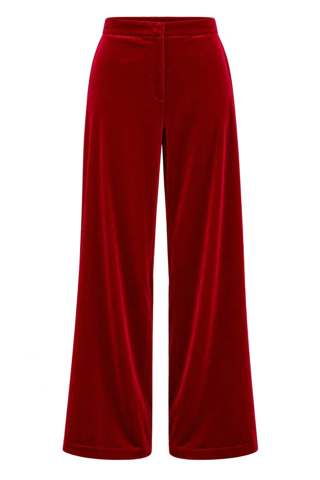 Emilie Ruby Red High Waist Wide Leg Women’s Trousers
