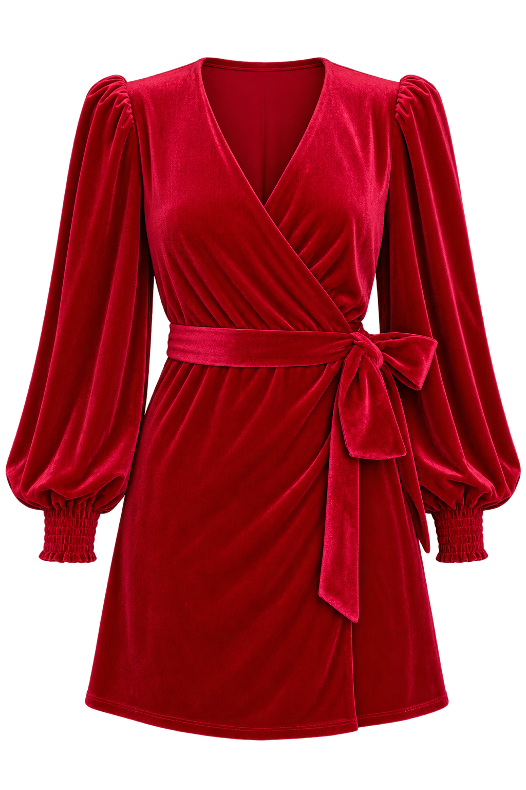 Eudora Ruby Red Velvet Mock Wrap Mini Dress by Vicky Pattison