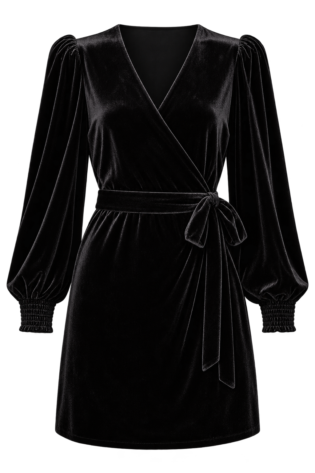 Eugenie Black Velvet Wrap Mini Dress by Vicky Pattison