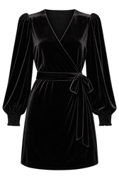 Eugenie Black Velvet Wrap Mini Dress by Vicky Pattison