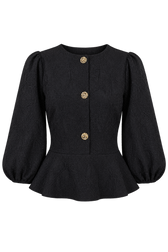 Evelina Black Textured Blouse by Vicky Pattison