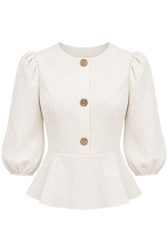 Evelina Oyster Textured Blouse by Vicky Pattison