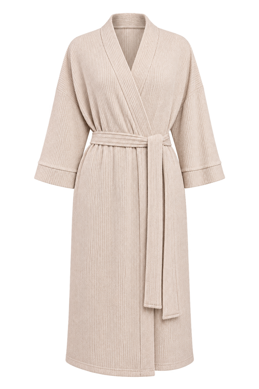 Gemma Oatmeal Ribbed Dressing Gown by Vicky Pattison