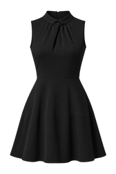 Heloise Black Twist Neck Mini Dress