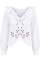 Cléa White Broderie Frill Top