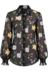 Portia Black Floral Print Chiffon Shirt