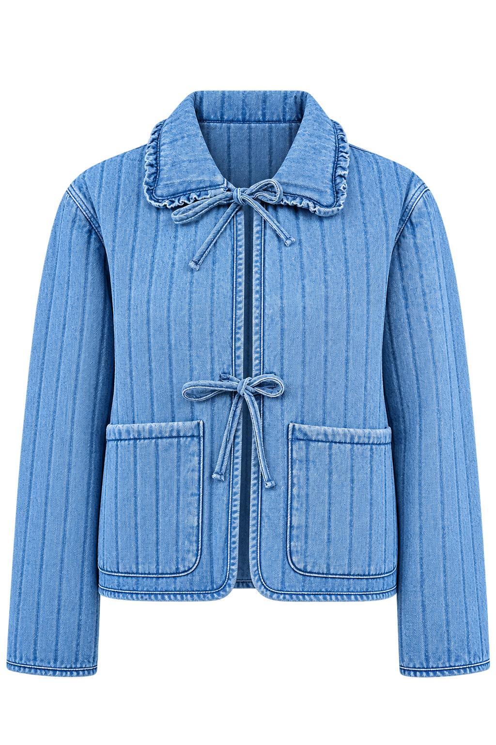 Rafaela Denim Quilted Tie Jacket Vicky Pattison EDIT