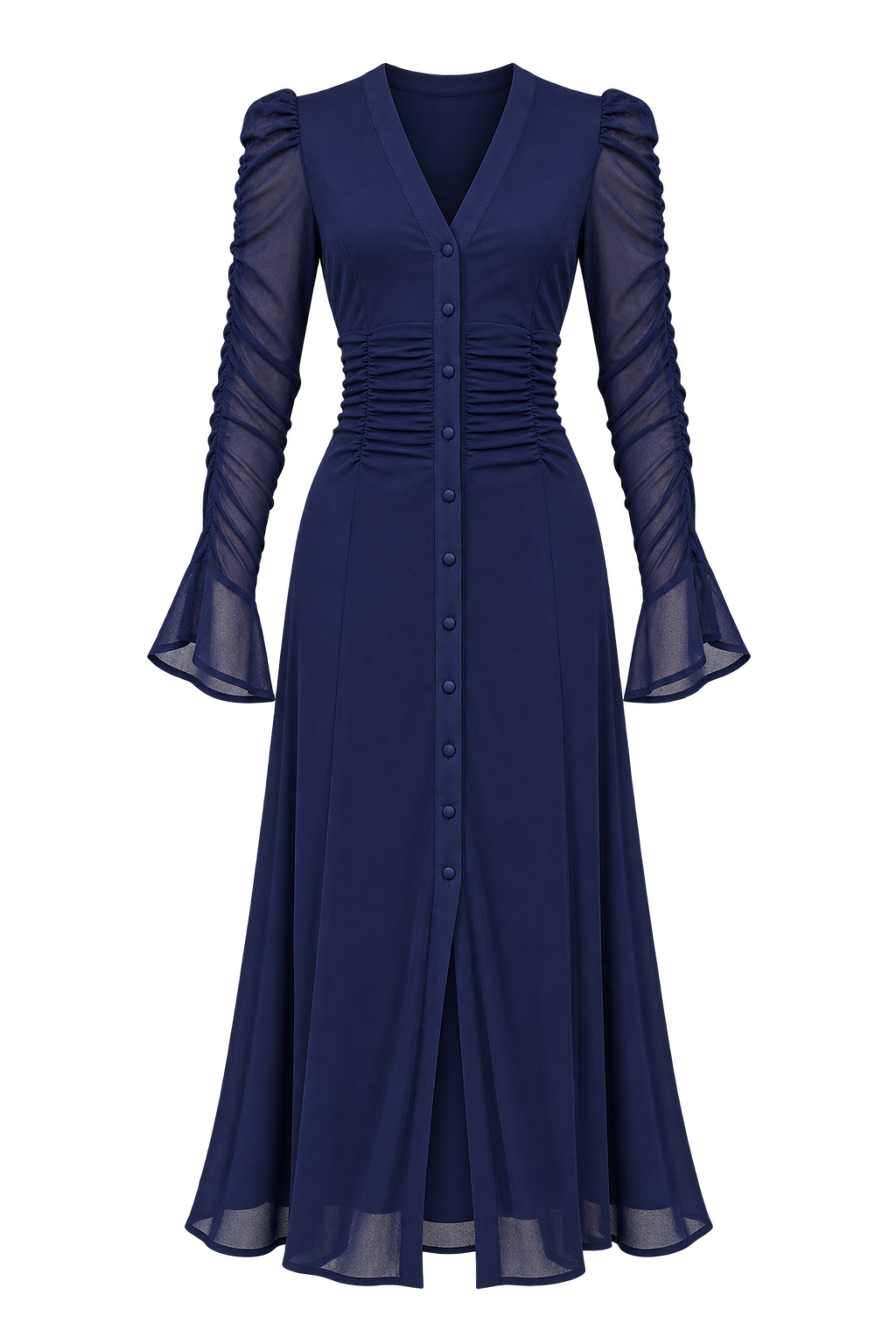Juliette Navy Mesh Button Down Dress