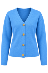 Yvaine Blue Button Detail Knit Cardigan