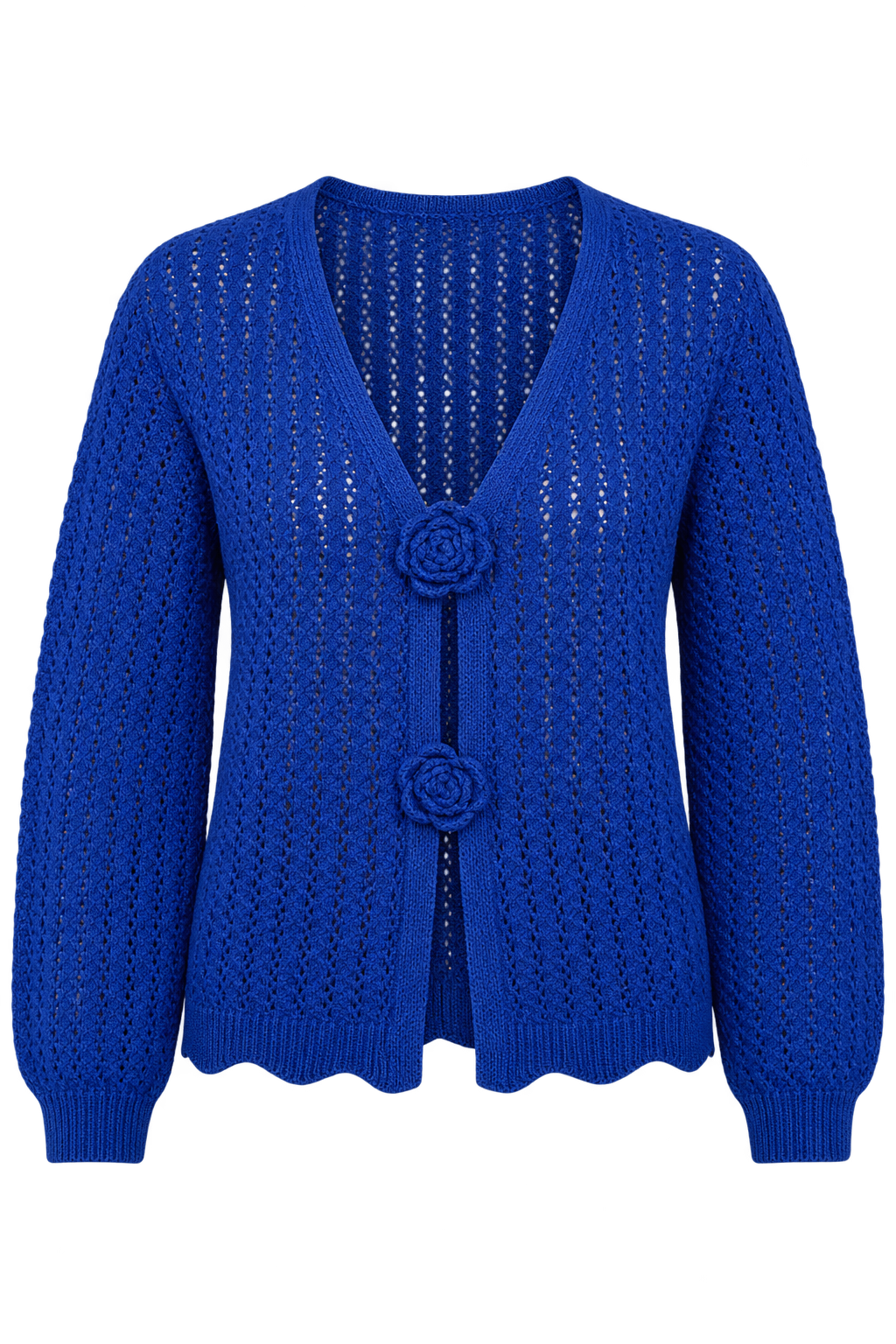 Alina Blue Crochet Rosette Detail Cardigan