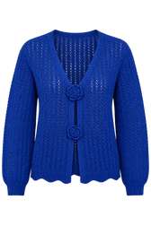 Alina Blue Crochet Rosette Detail Cardigan