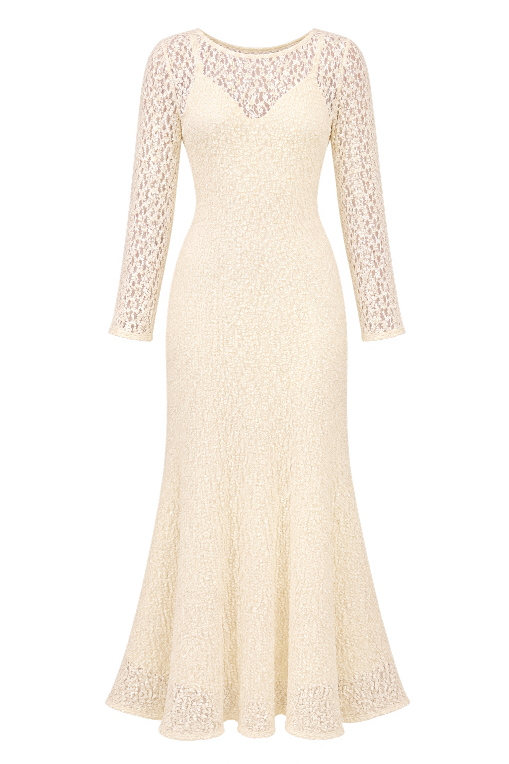 Laelia Cream Textured Midaxi Dress