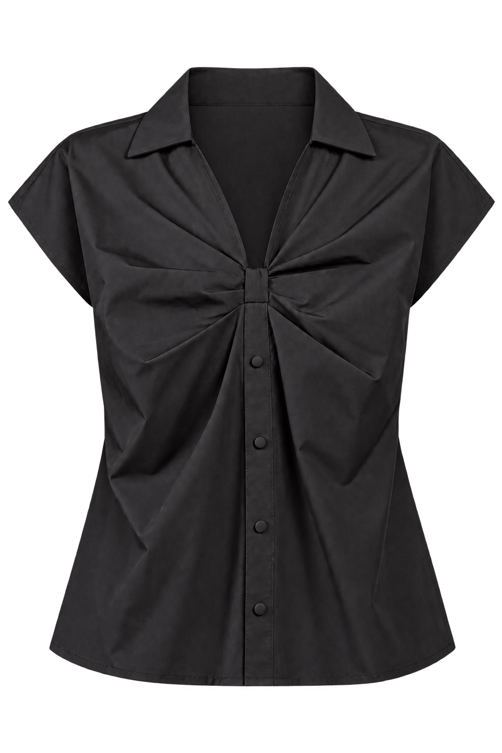 Camille Black Gathered Detail Shirt Top