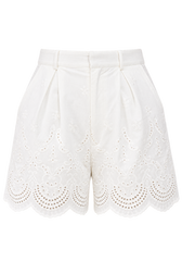 Avelin White Embroidered Shorts