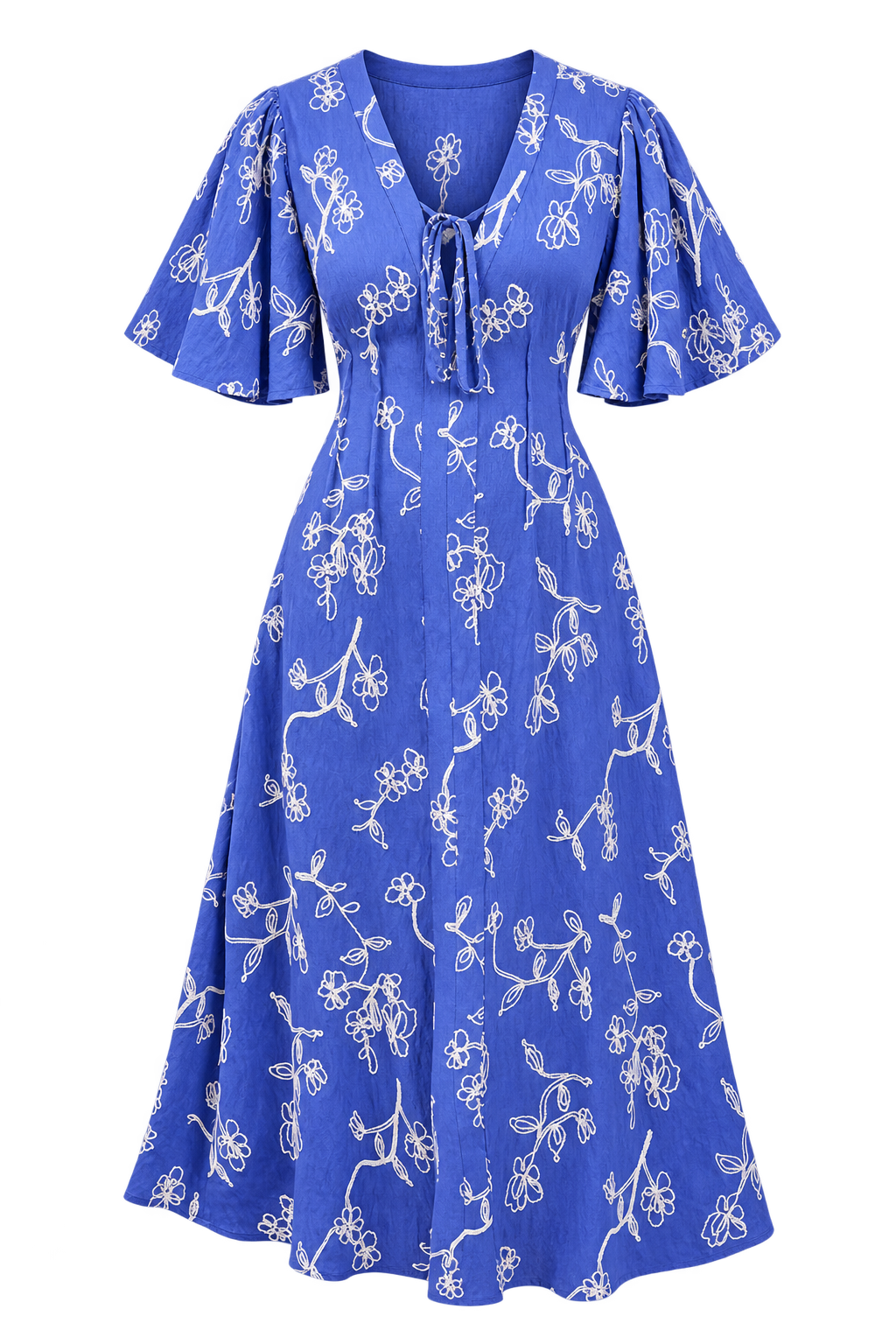 Lissandra Blue Embroidered Midaxi Dress