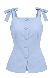Lorielle Pale Blue Tie Strap Waistcoat