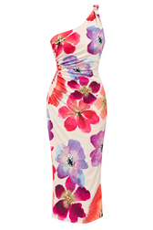 Sybille Floral Print One-Shoulder Midaxi Dress