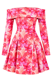 Serene Pink Floral Print Bardot Mini Dress